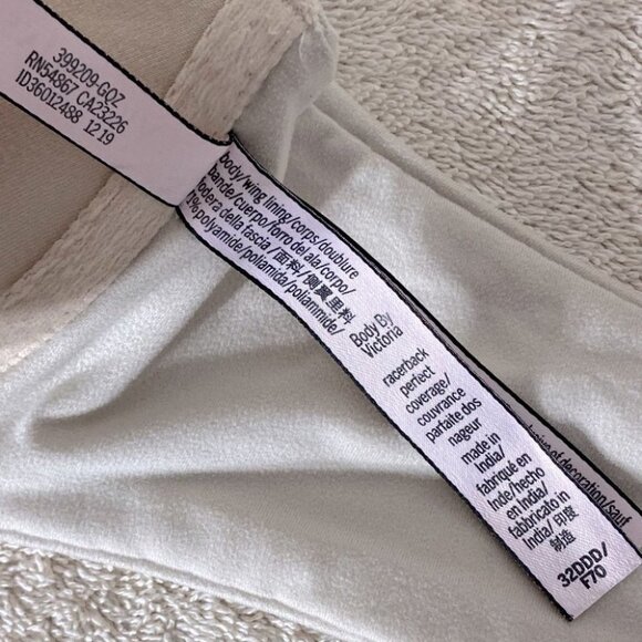 5/$25 Victoria’s Secret Body By Victoria Beige Racerback Perfct Coverage Bra 32F - Picture 9 of 11